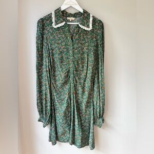 byTimo Green Floral Long Sleeve Dress with Lace Collar